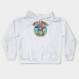 Cute bunny Goes to the beach Kids Hoodie